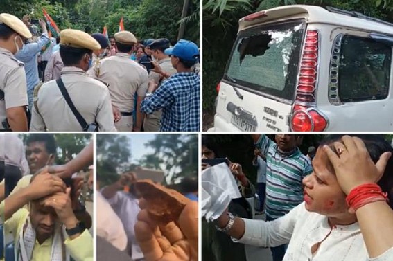 BJP's Violent Attack on Trinamool members in Tripura 'again' : Many Injured in Stone Pelting in Ambassa including women BJP's Violent Attack on Trinamool members in Tripura 'again' : Many Injured in Stone Pelting in Ambassa including women